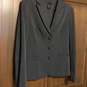 Grey Blazer Metal Buttons Front Sleeve